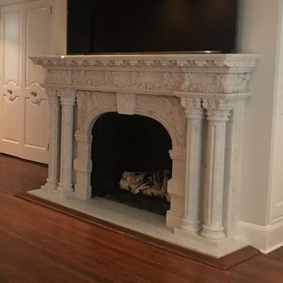 China Large Size Marble Fireplace Hand Carving Electric Fireplace For Home Decor for sale