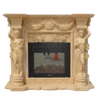 China European Marble Fireplace Factory Imported Stone Fireplace With Woman Character for sale