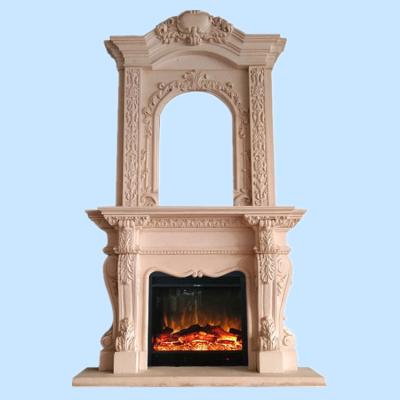 China Double Marble Fireplace Decoration European Marble Carving Home Fireplace for sale