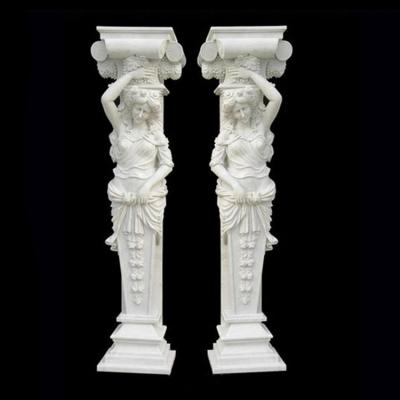 China Home/villa/hotel/school/public places decorative handcrafted outdoor white pillar decor garden city marble statue angel for decoration for sale