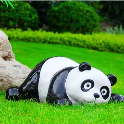 China Outdoor Giant Europe Panda Animal FRP Resin Sculpture for Garden Kindergarten Decor for sale