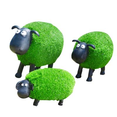 China Europe Flock Cartoon Shawn Sheep FRP Resin Sculpture For Outdoor Garden Decor for sale