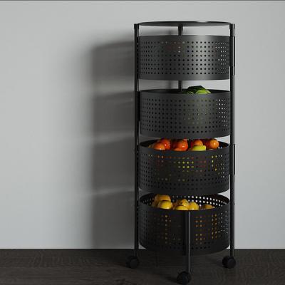 China Sustainable Vegetable Fruit Storage Multilayer Rotating Basket 360 Degree Rotating Baskets 3 Tier Trolley Cart Vegetable Storage for sale