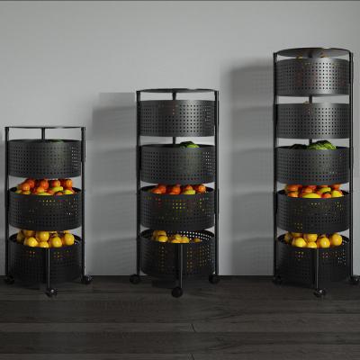 China 360 Degree Revolving Plastic Storage Basket Storage Shelf Fruit Storage Viable Vegetable Cart Used For Home for sale