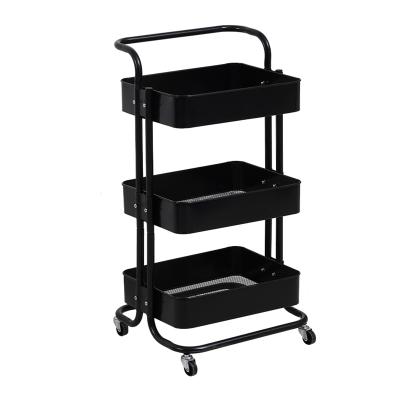 China Materials Storage Hand Food Trolley 3 Tier Bathroom Storage Trolley Carefully Selected Multifunctional Sliding Service Trolley for sale