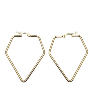 China Kids FASHIONABLE high quality Korean wire bling gold plated cute big circle jewelry women stainless steel geometric earrings summer for sale