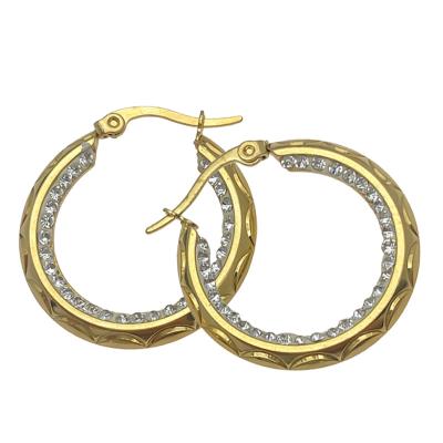 China FASHIONABLE Vintage Dubai Stainless Steel Gold Stud Stainless Steel Oversized Cute Gemstones Oval Flattened Diamond Earrings for sale