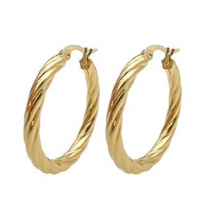 China 2021 OEM ODM Fashionable Wholesale New Korean Minimalist Plain 18K Yellow Gold Plated Women Jewelry Hoop Earrings for sale