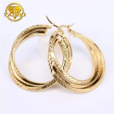 China FASHIONABLE Best Selling Personalized Multi Strand Coil Layered Gold Cross Earrings Stainless Steel Multilayer Earrings for sale