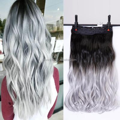 China Clip In Wholesale 24 Inch Seamless Clip In Hair Extension Synthetic Curly Wave Hair Extension for sale