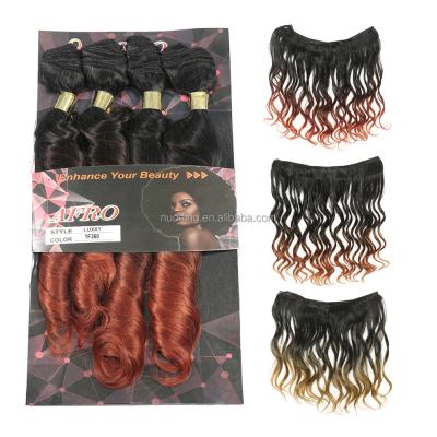 China Synthetic Hair Synthetic Hair Bundles All Colors Hair Weave Machine Body Weft Double Wave Synthetic Hair Bundles for sale