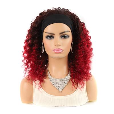 China 14inch Deep Curly Ombre Color Machine Made Wigs Brazilian Curly Hair Headband Headband Human Hair Wigs for sale