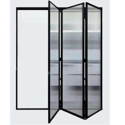 China Modern Aluminum Narrow Glass Terrace Same Fold Patio Doors Security Bi-fold Security Bi-Fold Doors Glass Bi Folding Doors for sale