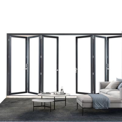 China Modern Bi Fold Sliding Door Double Glazed Aluminum Glass Folding Bifold Doors for sale