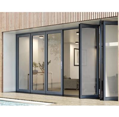 China Modern High Quality Thermal Break Soundproof Home Office Bi Folding Exterior Bi-Folding Glass Doors Aluminum Doors for sale