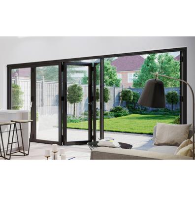 China Large Folding Screen Door Modern Aluminum Bi-fold Glass Door Foldable Glass Doors For Home for sale