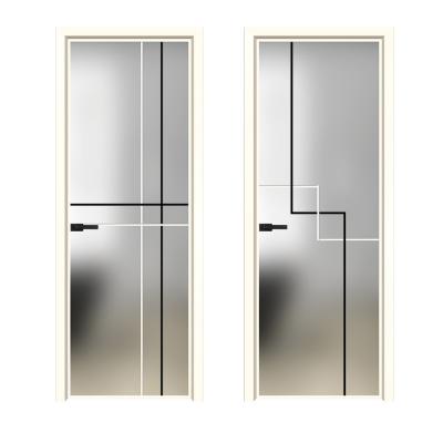 China Waterproof Aluminum Exterior Glass Interior Room Doors Single Swing Bathroom Doors for sale