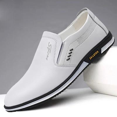 China British men's white leather shoes breathable men's leather shoes men's casual shoes 2021 spring 2021 new durable leather men's shoes for sale