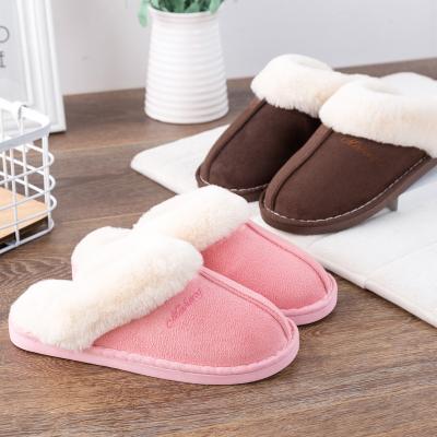 China 2020 Popular Men's Warm Indoor Non-slip Women's Slippers Cotton Couples Autumn Winter Plush Cotton Durable Home Shoes for sale