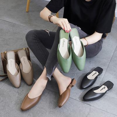 China Anti-slippery women's slippers fashion Korean outdoor wear half slippers flat with Mueller women's shoes for sale