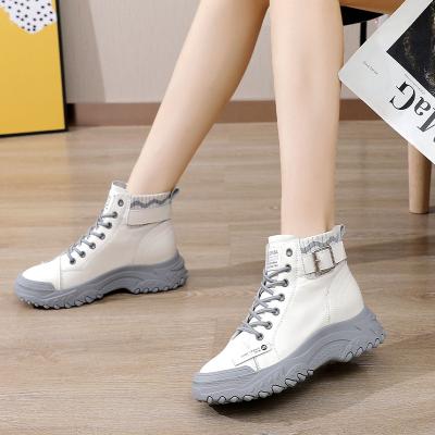 China Leather Boots Women Anti-slippery Women's Shoes Cotton Boots Thick Soled Casual Indoor Stepping Boots New for sale