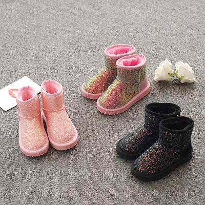 China 4-12 Years Old Children's Snow Boots Warm Korean Version Girls' Ankle Boots Glitter Girls' Cotton Shoes for sale