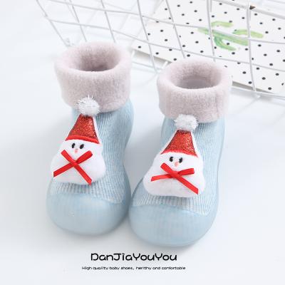 China Christmas new year winter plush men's and women's anti-skid baby indoor walking shoes 0-3 years old baby socks shoes for sale