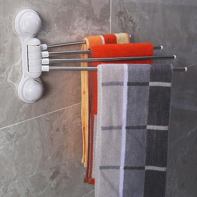 China Self-adhesive Napkin Organizer Space Saving BRIEF Suction Cup Four Towel Bar Folding Rotatable Towel Racks Holders for sale