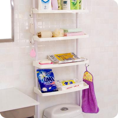 China Sustainable Plastic Bathroom Washing Machine Kitchen Shelving Cabinet Toilet Rack Space Saving Shelf for sale