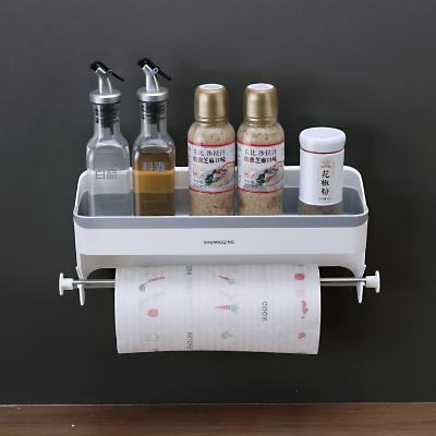 China Shuangqing 2 in1 Sustainable Plastic Paper Towel Roll Holder and Dispenser with Shelf Storage and Organization for Spice Bottles for sale