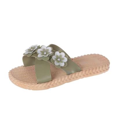 China Wholesale New Fashion Trend Design Women's Summer Slippers Flower Shape Flat Slippers Ladies Comfortable Slippers For Women for sale