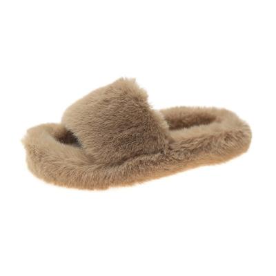 China 2021 New Flat Bottom Autumn Flat Bottom Household Plush Cotton Slippers Women's Thermal Women's Plush Winter OEM Indoor Lazy Customization Cotton Slippers for sale