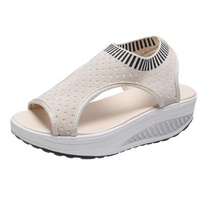 China European and American new fashion leisure 2021 summer size waterproof sandals women's roll deep-based hollow flying shoes for sale