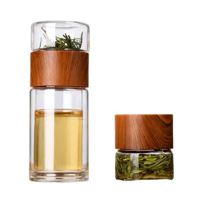 China WITH LID Amazon Double Layer 8oz Glass Tea Infuser Travel Mug Hot Tumbler Glass Bottle For Loose Leaf Tea Fruit for sale