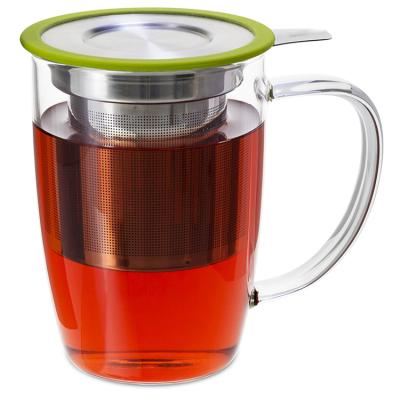 China Viable Extra Fine Tea Cup 16oz 470ml Mesh Tea Infuser Clear Glass with Infuser and Lid for sale