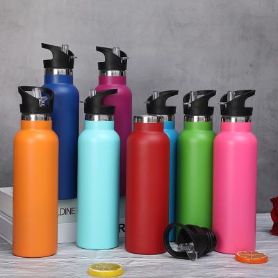 China PORTABLE 20OZ Insulated Water Bottle Stainless Steel Vacuum Insulated Double Wall Thermos Water Bottle With Handle Lid for sale