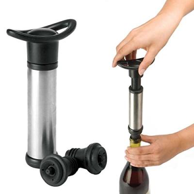 China Professional Viable Stainless Steel Wine Saver Vacuum Pump With 2 Valve Air Bottle Caps for sale