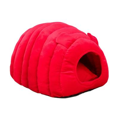 China Enclosed Cat House Cat House Dog Bed Caterpillar Nest Puppy Plush Hamster Protection Hole Winter Soft Partially Enclosed Warm Viable Sleep for sale