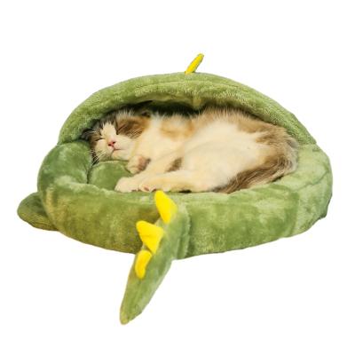 China Partially Enclosed Kitten Viable Warm Winter Nest Cat Pet Bed Anti-Static Puppy Take Pet Cartoon Shape Pet House for sale