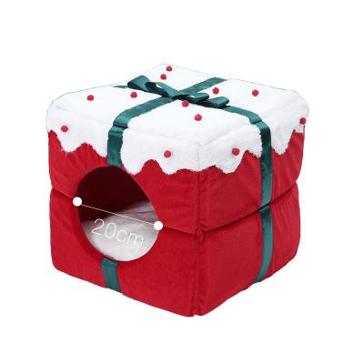 China Breathable Three Style Christmas Luxury Fancy Bed House Indoor Soft Dog Kennel Soft Warm Cat Houses Pet Bed for sale