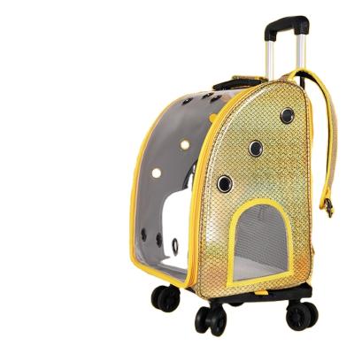 China Airline Approved Portable Puppies Breathable Travel Bag Trolley Dog Cat Rolling Carrier Backpack for sale