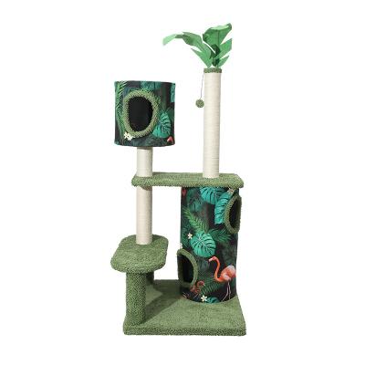 China Three Layers Tree Nest Cat Scratcher Climbing Frame Cat Toy Flamingo Model Viable Sisal Double Cat Climb For Home for sale