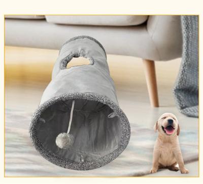 China Viable Pet Cat Tunnel Collapsible, Cat Toys Play Tunnel Durable Suede Shelter Pet Fold Tunnel for sale