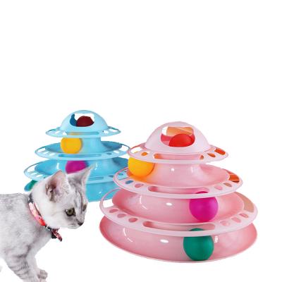 China Cats Wholesale Food Bite Balls Cat Toy Carousel Four-Layer Pet Toys for sale