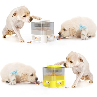 China Viable Doggie Square Automatic Slow Feeder Catapult Dog Food Toys Interactive Pet Bowl Driver for sale