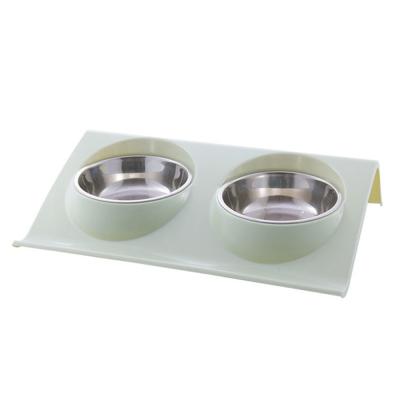 China Hot Sale Stainless Steel Viable Metal Feeder Luxury Double Cat Pet Dog Bowl for sale