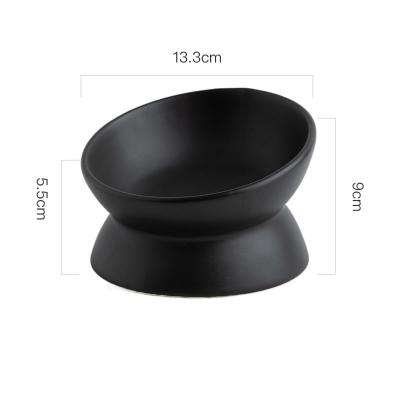 China Cervical Dog Cat Food Bowl Pet Thorn Pet Bowl 15 Mouth Viable Ceramic Oblique High Foot Protection Pet Supplies for sale