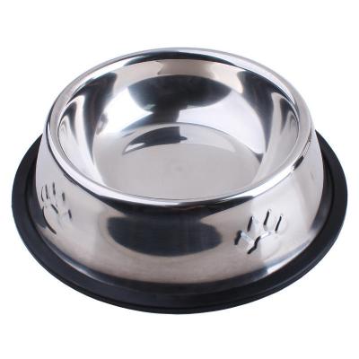 China Stainless Steel Cat Footprint Dog Bowl Durable Non-Slip Viable Pet Bowl Single Dog Bowl Feeding and Drinking for sale