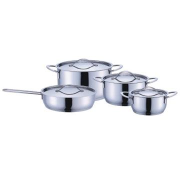 China Sustainable Flat Lid 8pcs Stainless Cookware Set With Low Price for sale