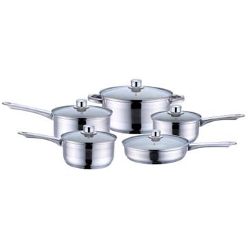 China Sale 10PC CLASSIC Pulled Stainless Steel Cookware Set Cooking Set for sale